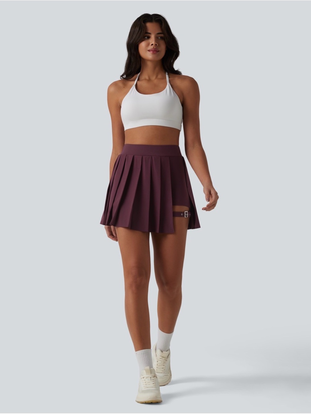 Halara Amaranth Purple Pleated Adjustable Buckle Mini Skirt XS